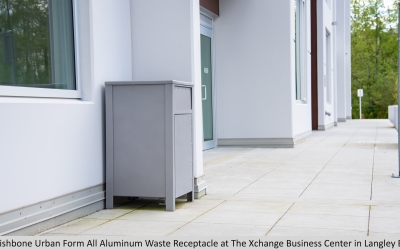 Wishbone Urban Form All Aluminum Waste Receptacle at The Xchange Business Center in Langley BC-2